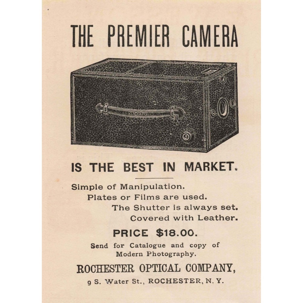 1891 Premier Camera‎ Vintage Photography Equipment Rochester Optical Co Print Ad